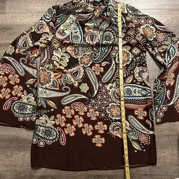 Nasty Gal Brien Paisley Print boho mini shift Dress with bell sleeves size 6 - Picture 13 of 13